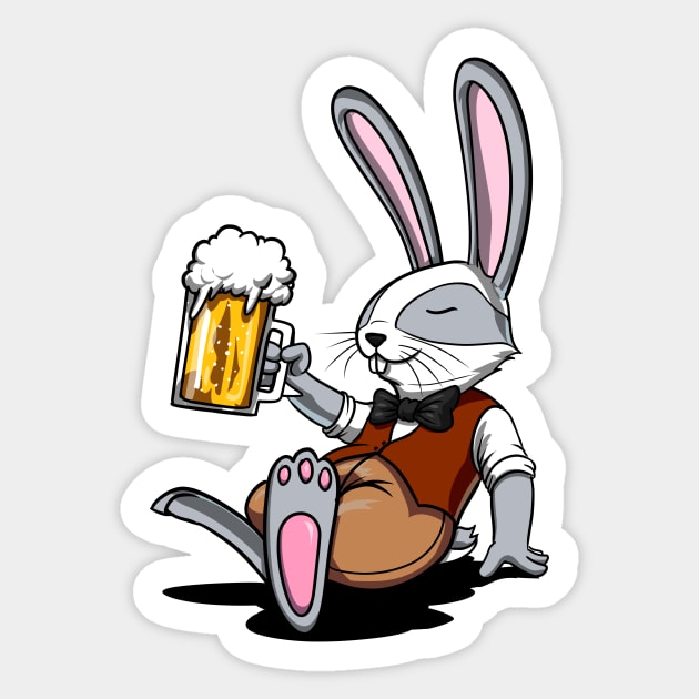 Funny Rabbit Beer Drinking Bunny Sticker by underheaven